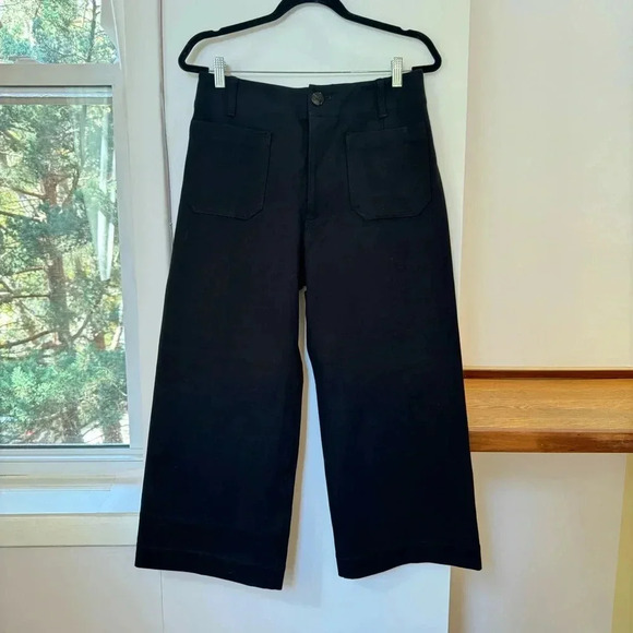 New Anthropologie Colette Ponte Cropped Wide Leg Pants in Black 32 - Picture 11 of 12